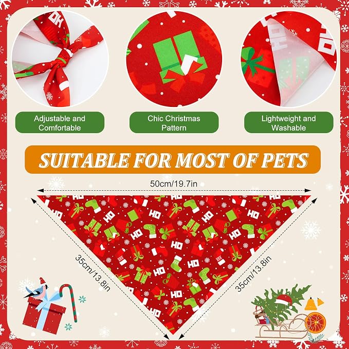 Abbylike 50 Pieces Christmas Dog Bandanas Bulk Xmas Bandanas - Image 3