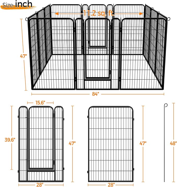 Yaheetech Dog Playpen Outdoor, 47 inch 12 Panels Dog Pen Indoor Heavy Duty - Image 7