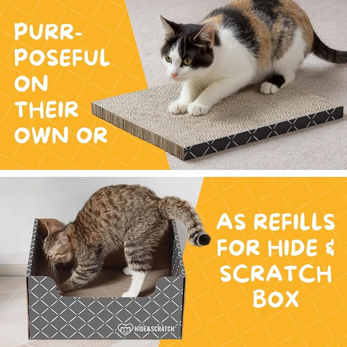 Hide & Scratch Cat Scratcher Pad – 4 Pack | Double-Sided Cardboard Refills - Image 7