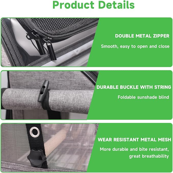 Bird Carrier Bag with Perch, Bird Travel Carrier Backpack with Stainless Steel - Image 4