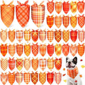 Abbylike 50 Pcs Orange Plaid Dog Bandanas Bulk Check Pattern Bandanas by Abbylike
