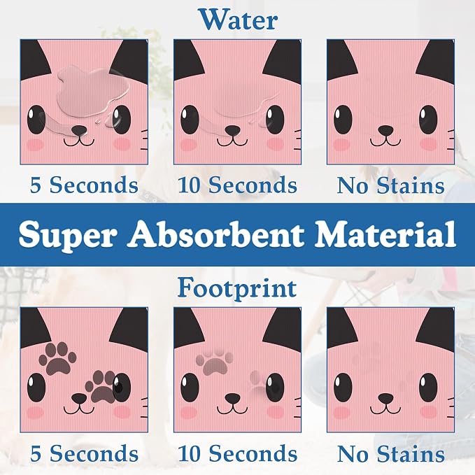 Pink Cat Meow Dog Food Mat–Christmas Stocking Absorbent Quick Dry Feeding - Image 3