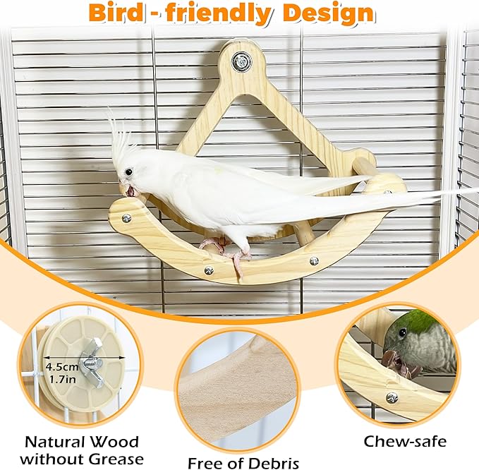 Rocking Bird Toys Perch for Window and Cage, Bird Perch for Wall Suction Mount - Image 5