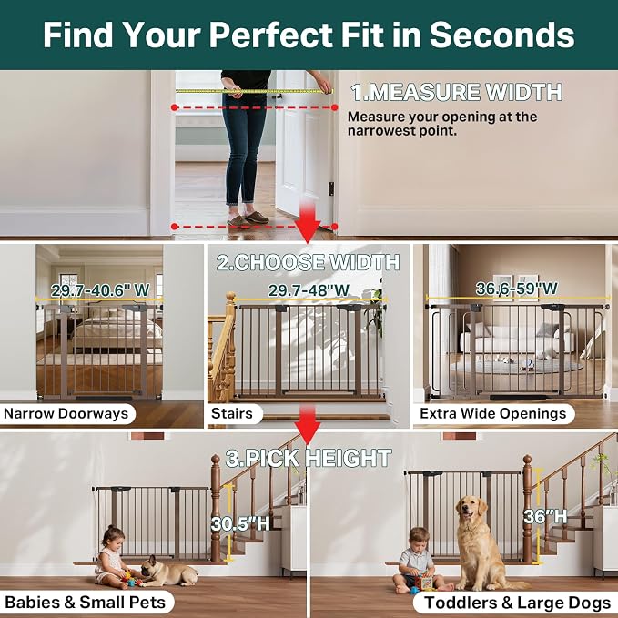 Cumbor 29.7-48" Baby Gate for Stairs, Mom's Choice Awards Winner-Dog Gate for - Image 3