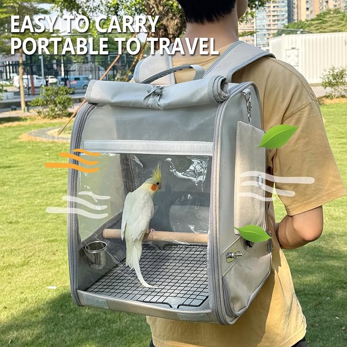 Bird Carrier Backpack, Portable Travel Bird Cage - Image 3