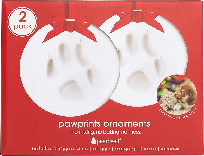Pearhead Pawprints 2-Pack Christmas Ornament, DIY No Mess Pet Paw Print Holiday - Image 13