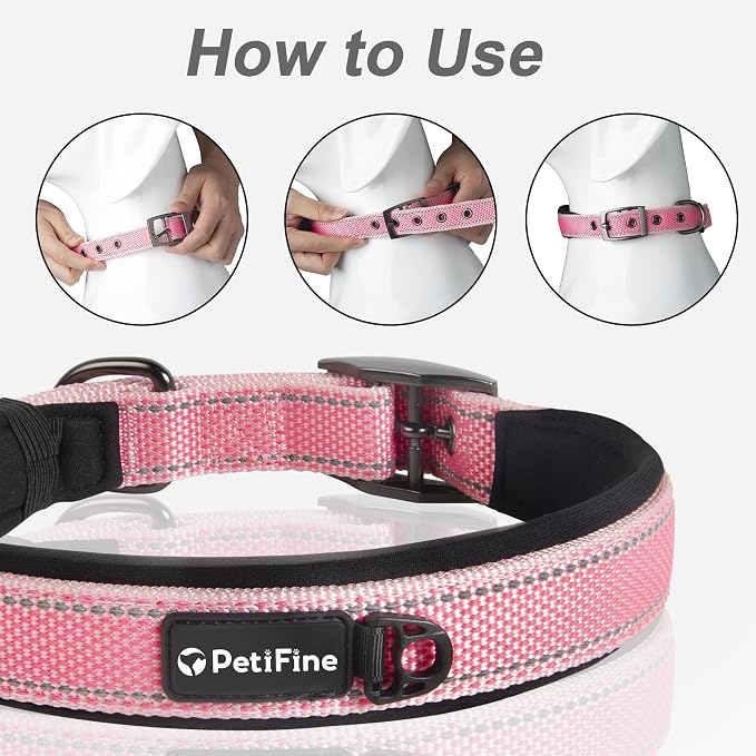 PetiFine Dog Collars for Small Dogs, Neoprene Padded Dog Collar, Reflective - Image 6