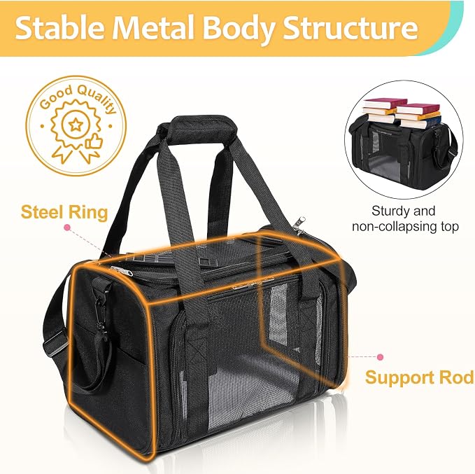 Discala Cat Dog Carrier Up to 15 Lbs TSA Airline Approved Pet Carrier - Image 7
