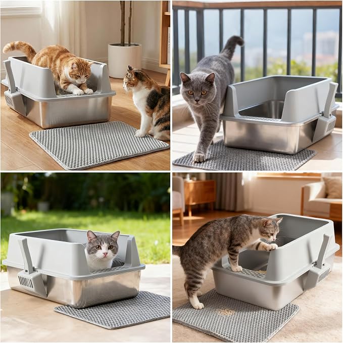 Stainless Steel Litter Box, XL Metal Cat Litter Box - Image 7