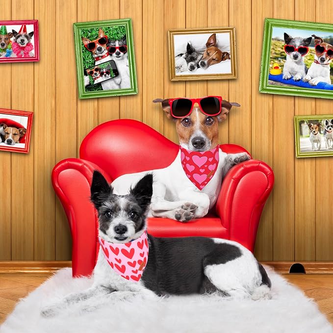 PTDECOR Valentine Dog Bandana, Reversible Valentine Pet Scarf - Image 3