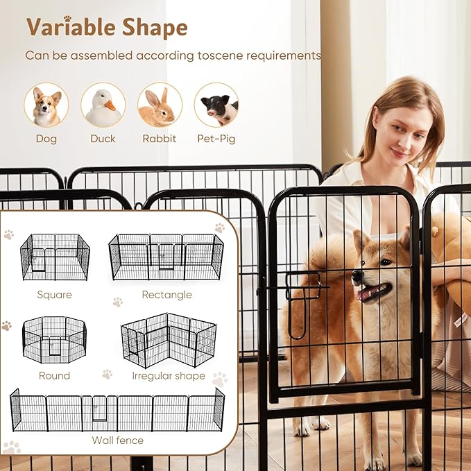 DUMOS Dog Playpen Indoor, Metal 32 Inch 8 Panels Foldable Pet Fence - Image 4
