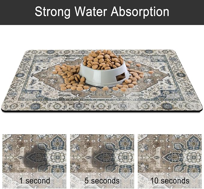 Dog Food Mats for Floors, Absorbent and Quick-Drying Pet Cat Food Mat, - Image 5