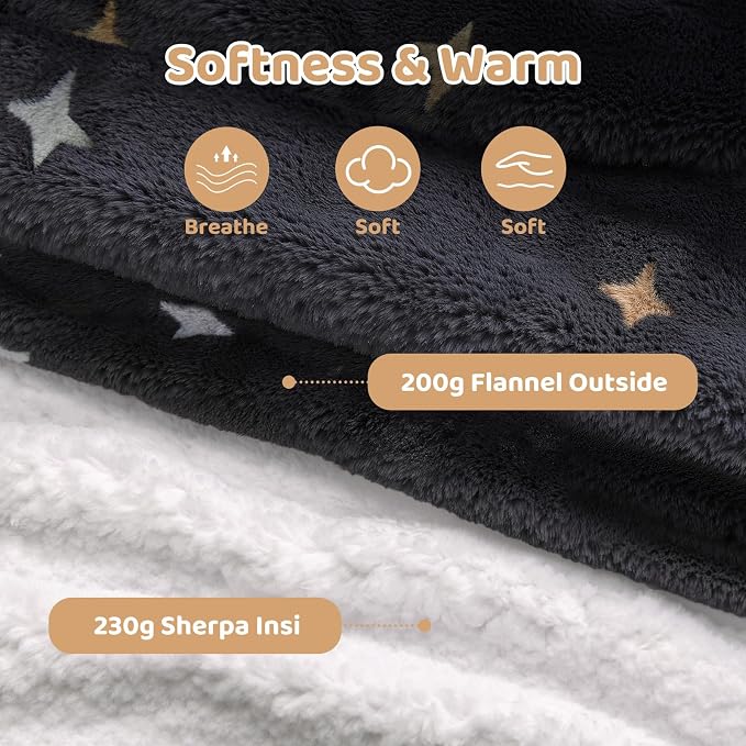 Mewaii Wearable Blanket Hoodie for Adults, Warm Sherpa & Soft Flannel Long - Image 5