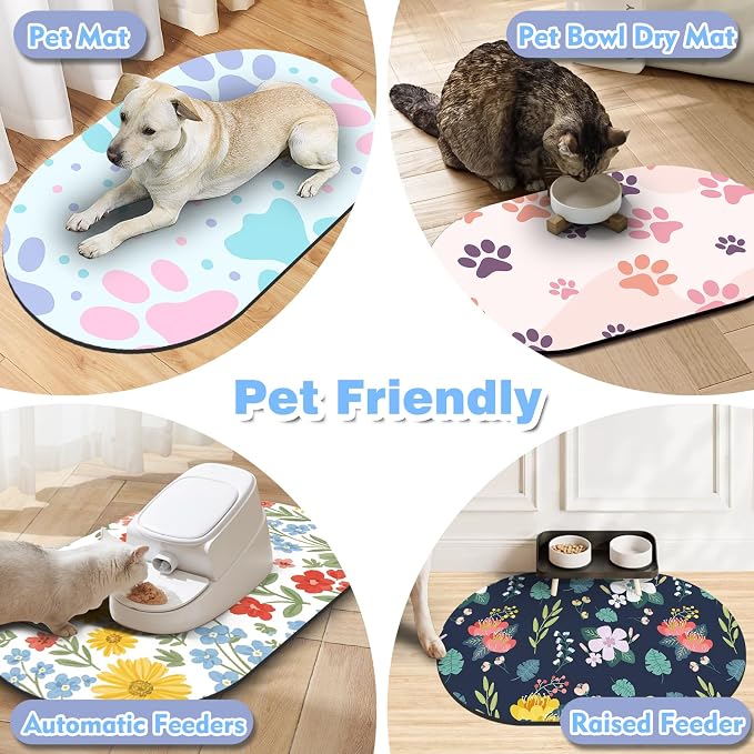 Dog Feeding Mat 24''x16'', Absorbent Pet Food Mat, No Stains Quick Dry Pet - Image 6