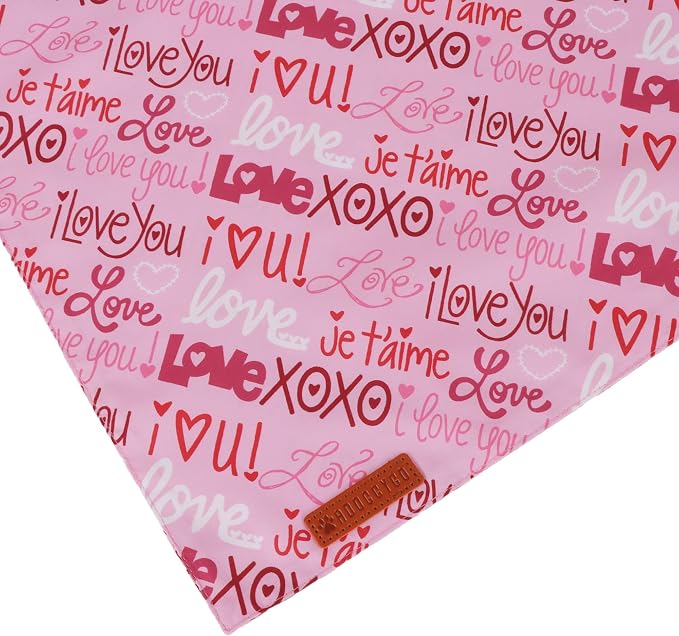 ADOGGYGO Valentine Dog Bandanas 2 Pack, Reversible Heart Love Print Pet Scarf - Image 6