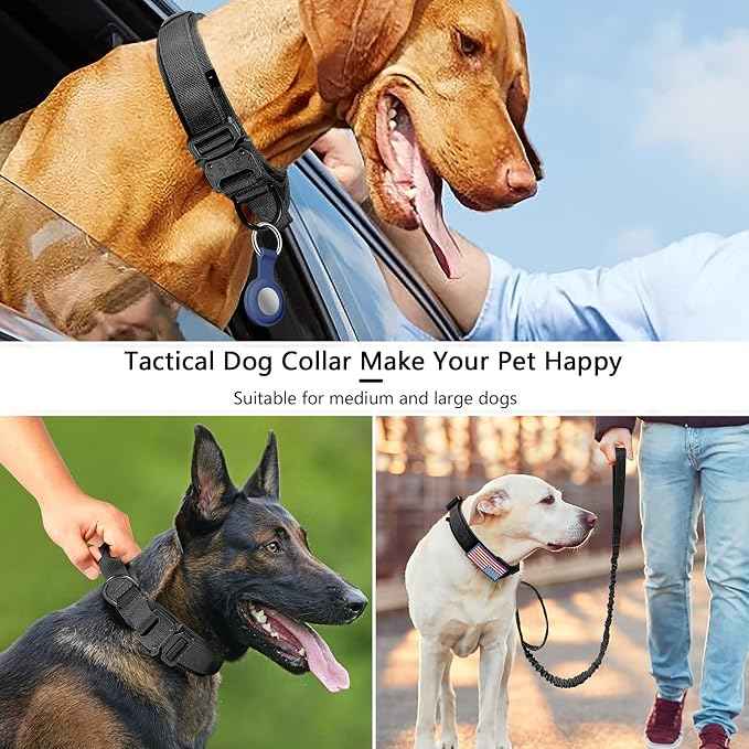 DAGANXI Tactical Dog Collar Leash Set, Adjustable Military Training Nylon Dog
