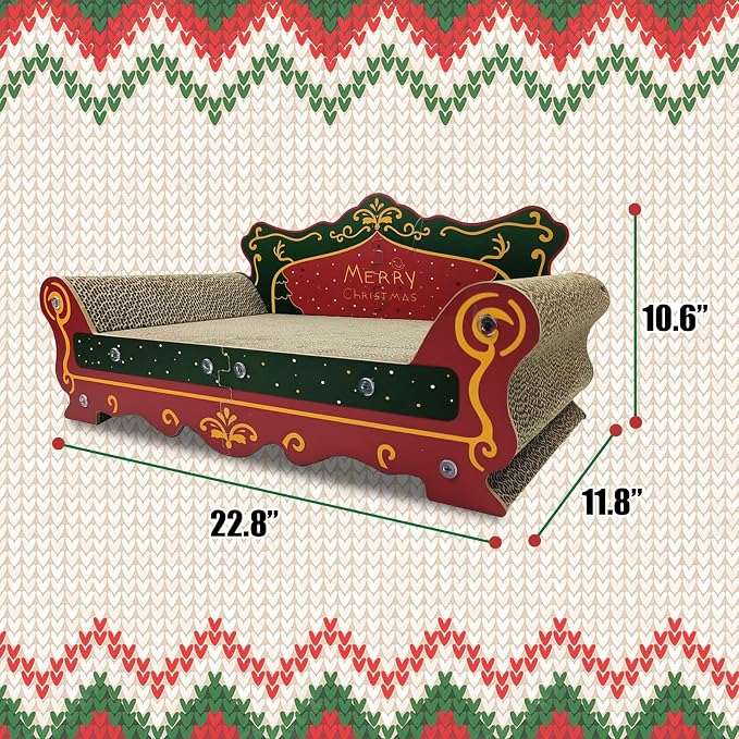 Luxury Cardboard Cat Scratcher Sofa Bed, Couch Shaped Scratching Board - Image 2