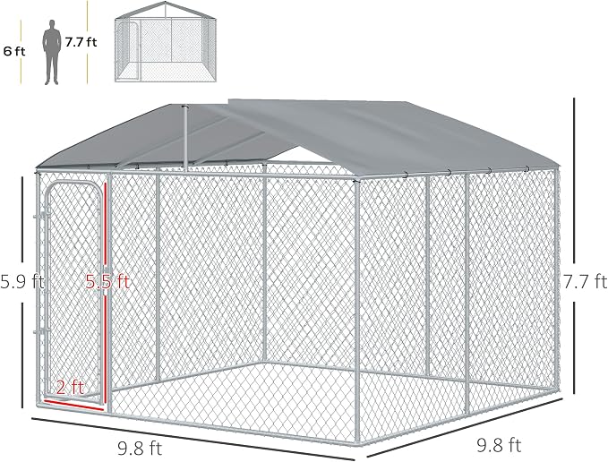 PawHut Outdoor Dog Kennel, Heavy Duty Dog Run Outdoor Fence - Image 7