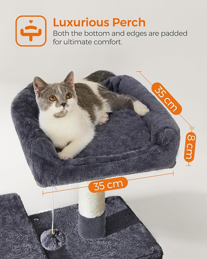Feandrea Cat Tree, 55.1-Inch Cat Tower, Plush Multi-Level Condo - Image 4