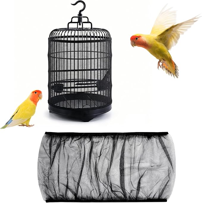2 Pcs Bird Cage Seed Catcher, Adjustable Bird Cage Net Cover, Reusable Soft by SFIELCAPA