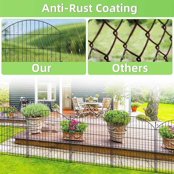 Decorative Garden Fence 32in x24ft, 10 Pack No Dig Fence Animal Barrier - Image 6