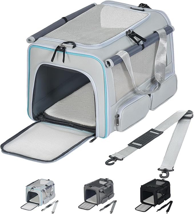 Cat, Dog Carrier for Pets up to 15 lbs, Soft-Sided Collapsible Pet Carrier by Hannadepot