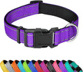 Reflective Dog Collar, Adjustable Soft Neoprene Padded Nylon Pet Collars by PWOD