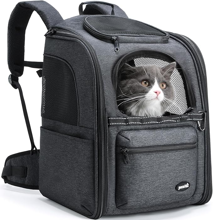 Pecute Cat Backpack Carrier, 30% Energy Saving Breathable Pet Backpack by pecute