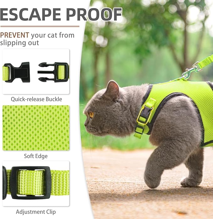 PUPTECK Soft Mesh Cat Vest Harness and Leash Set Puppy Padded Pet Harnesses - Image 3
