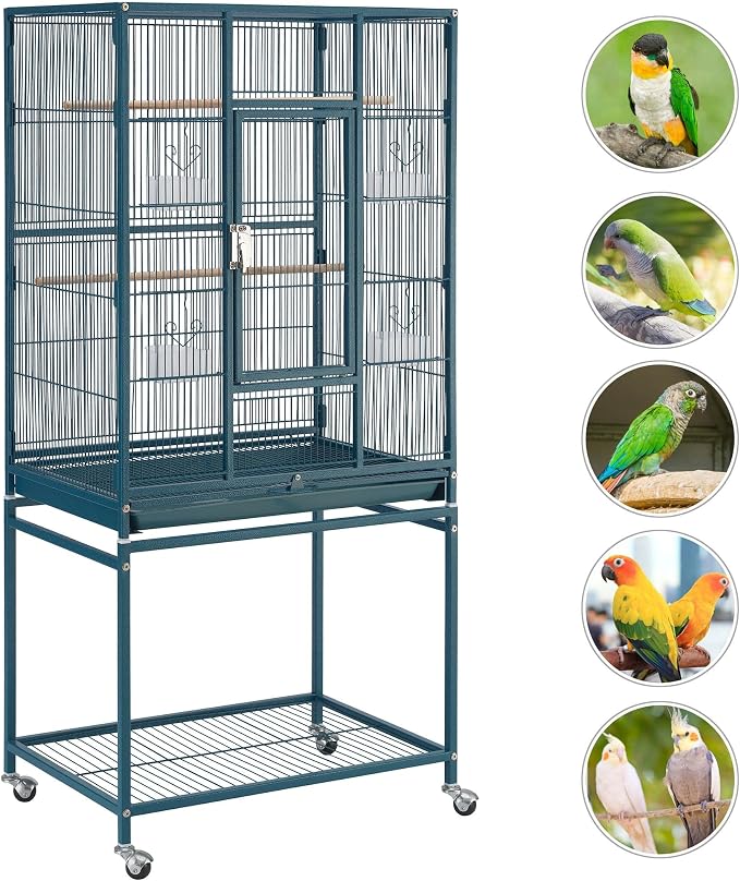 Topeakmart 54'' H Large Bird Cage Parrot Cage w/Stand Bird Cage - Image 4