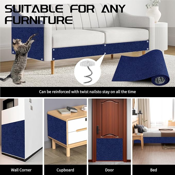 2 Pcs Total 78.8"x15.8" Cat Scratch Mat, Cat Scratch Couch Furniture Protector - Image 7