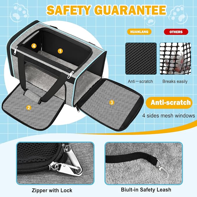 HUANLANG Soft-Sided Cat Carrier Airline Approved, Dog Carriers - Image 4