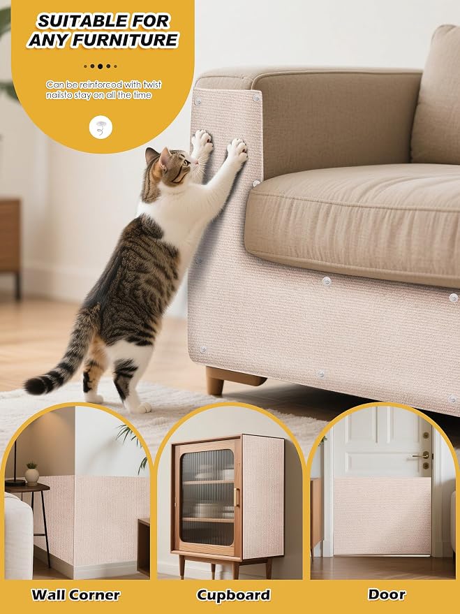 78.7"x15.8" Cat Scratch Mat, Trimmable Self-Adhesive Carpet, DIY Climb Cat - Image 4