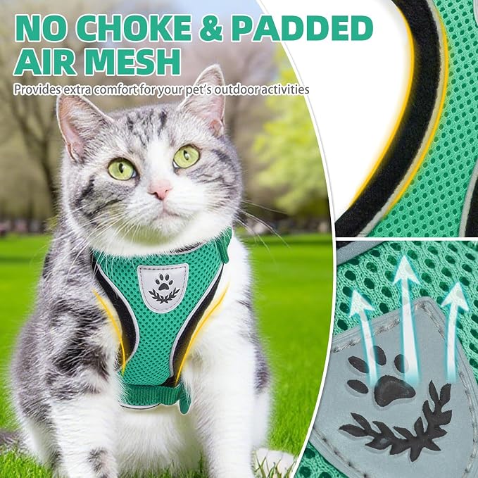 PUPTECK Cat Harness and Leash Set Escape Proof Reflective Cat Walking Harness - Image 2