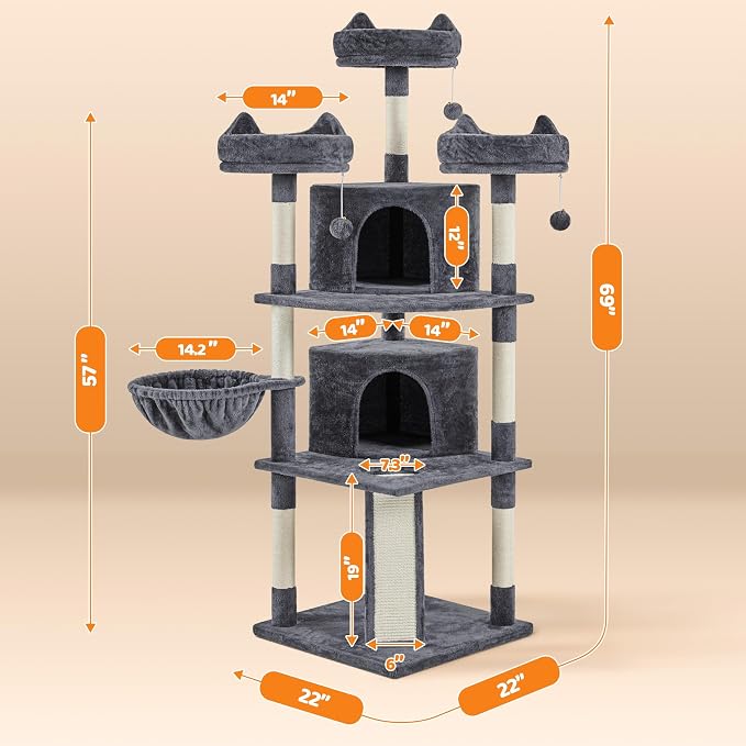 Yaheetech | 68.5in Cat Tree | for Large Cats | Multi-Level Cat Tower - Image 7