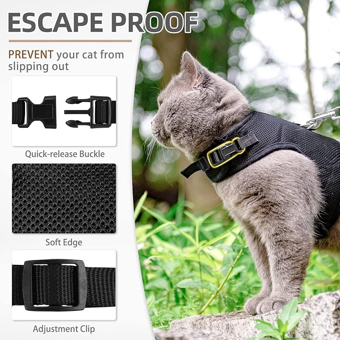 PUPTECK Soft Mesh Cat Vest Harness and Leash Set Puppy Padded Pet Harnesses - Image 3