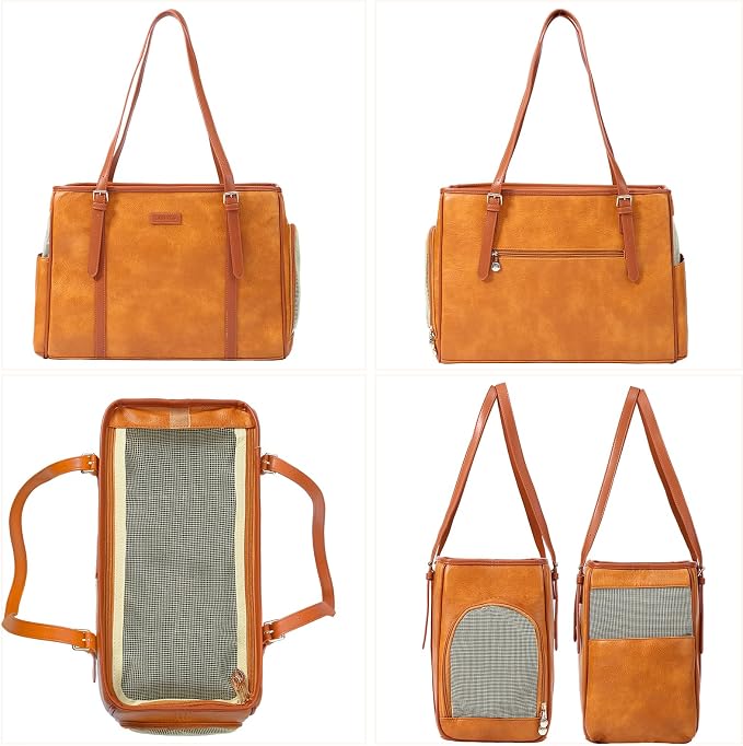 Fashion Dog Purse Pet Carrier Leather Bag - Image 3
