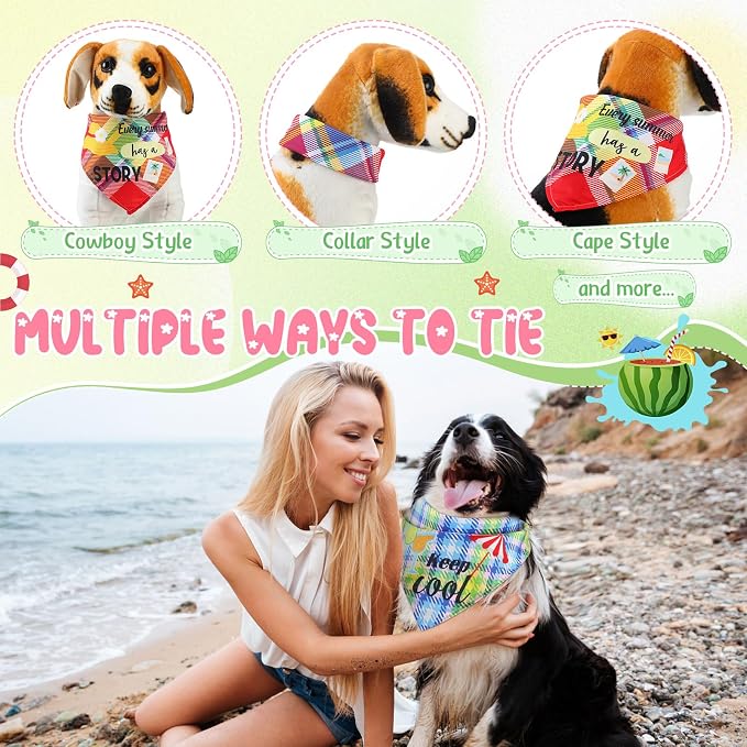 Sweetude 100 Pcs Summer Plaid Dog Bandana Bulk - Image 6