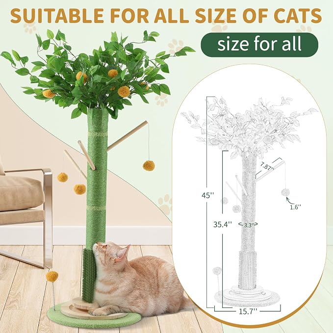 Cat Scratching Post for Indoor Cats Adults, 45 Inch Tall Cat Scratcher - Image 3