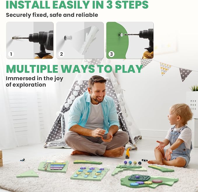 BlueWood Wooden Wall Busy Board Panels, Toddler Learning Activity Center - Image 6
