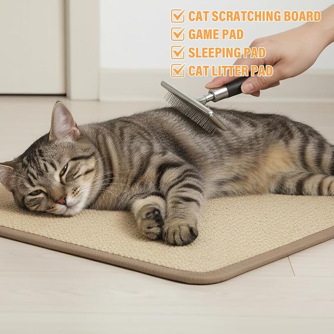 4 Pack Cat Scratcher Mat, Fabric Sisal Cat Scratching Pad - Image 6