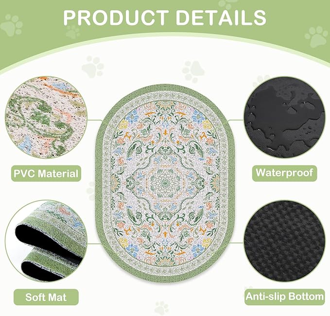 Bienbee Cat Litter Mat, Urine and Water Proof, Bean-Green M - Image 3