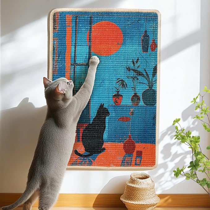 3-in-1 Sisal Cat Scratcher Mat 23.6x15.7'' – Floor & Wall Use by Truvito
