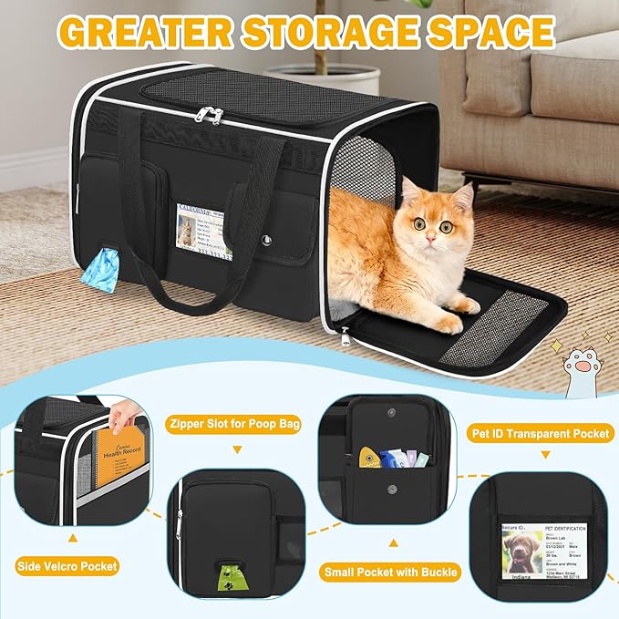 HUANLANG Soft-Sided Cat Carrier Airline Approved, Dog Carriers - Image 3