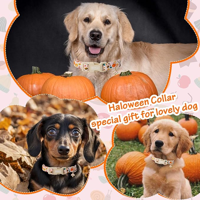 Spooky Halloween Dog Collar, Handmade Cotton - Image 2