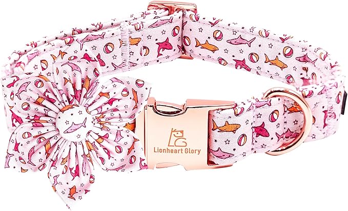 Lionheart Glory Shark Print Pink Collar by LionheartGlory