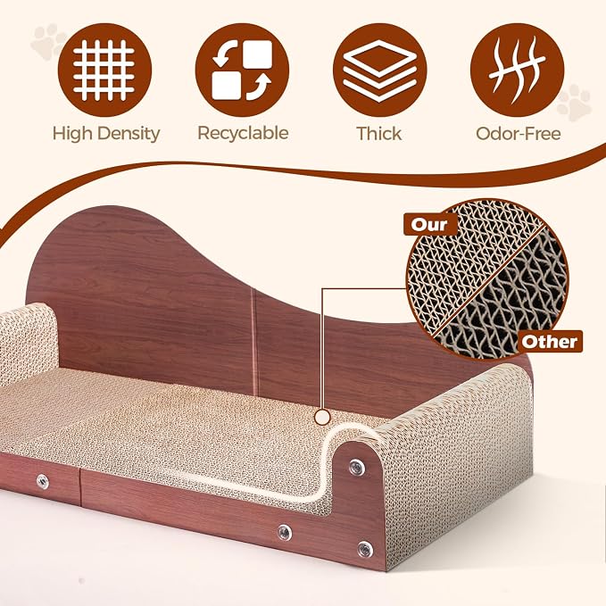 ComSaf 26.4" Large Cat Scratcher Bed, Cat Scratching Board, Durable Cardboard - Image 3