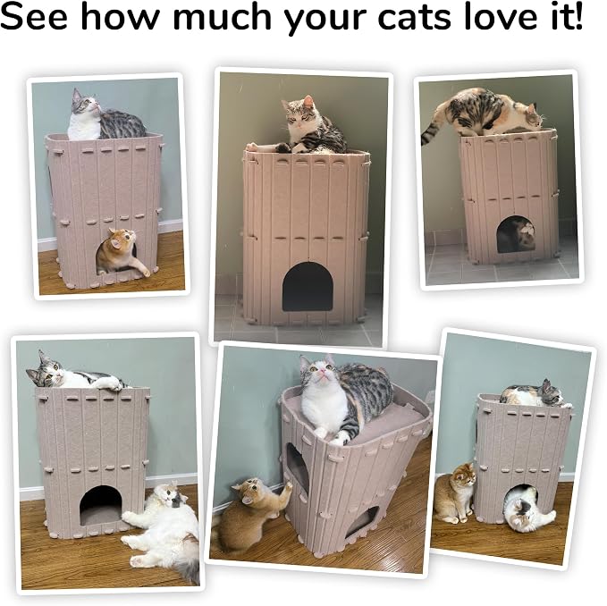 FUKUMARU Cat House for Indoor Cats, 23.62 Inch Large Cat Bed Cave Condo - Image 4
