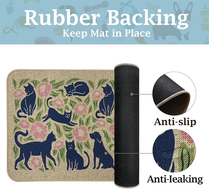 SHIYUE Dog Food Mats for Floors, Absorbent Cat Bowl for Food and Water - Image 2
