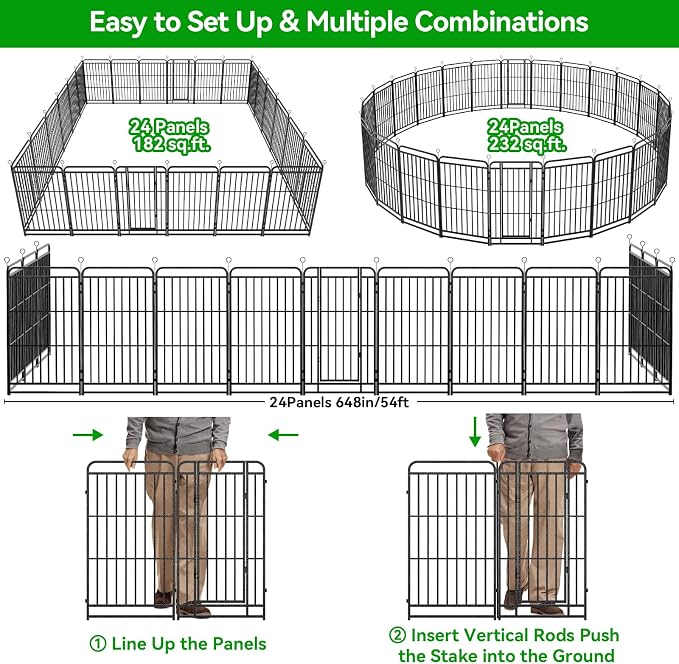 Heavy Duty Dog Playpen: 24 Steel Panels 40" Height, Square Steel Pipe - Image 8